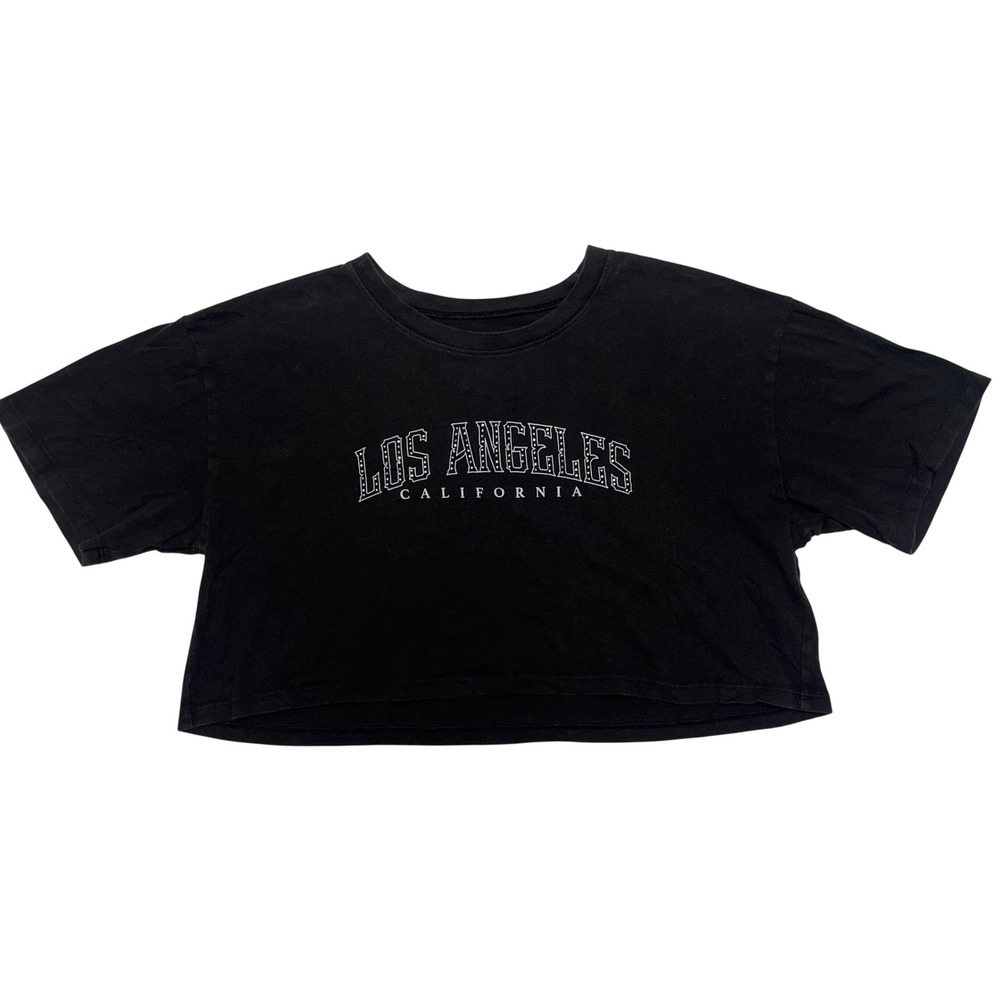 Hollister Los Angeles California Dark Gray Cropped Top XS 100% Cotton